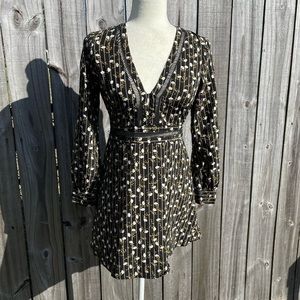 Topshop Petite Black and Yellow Floral Dress size 4